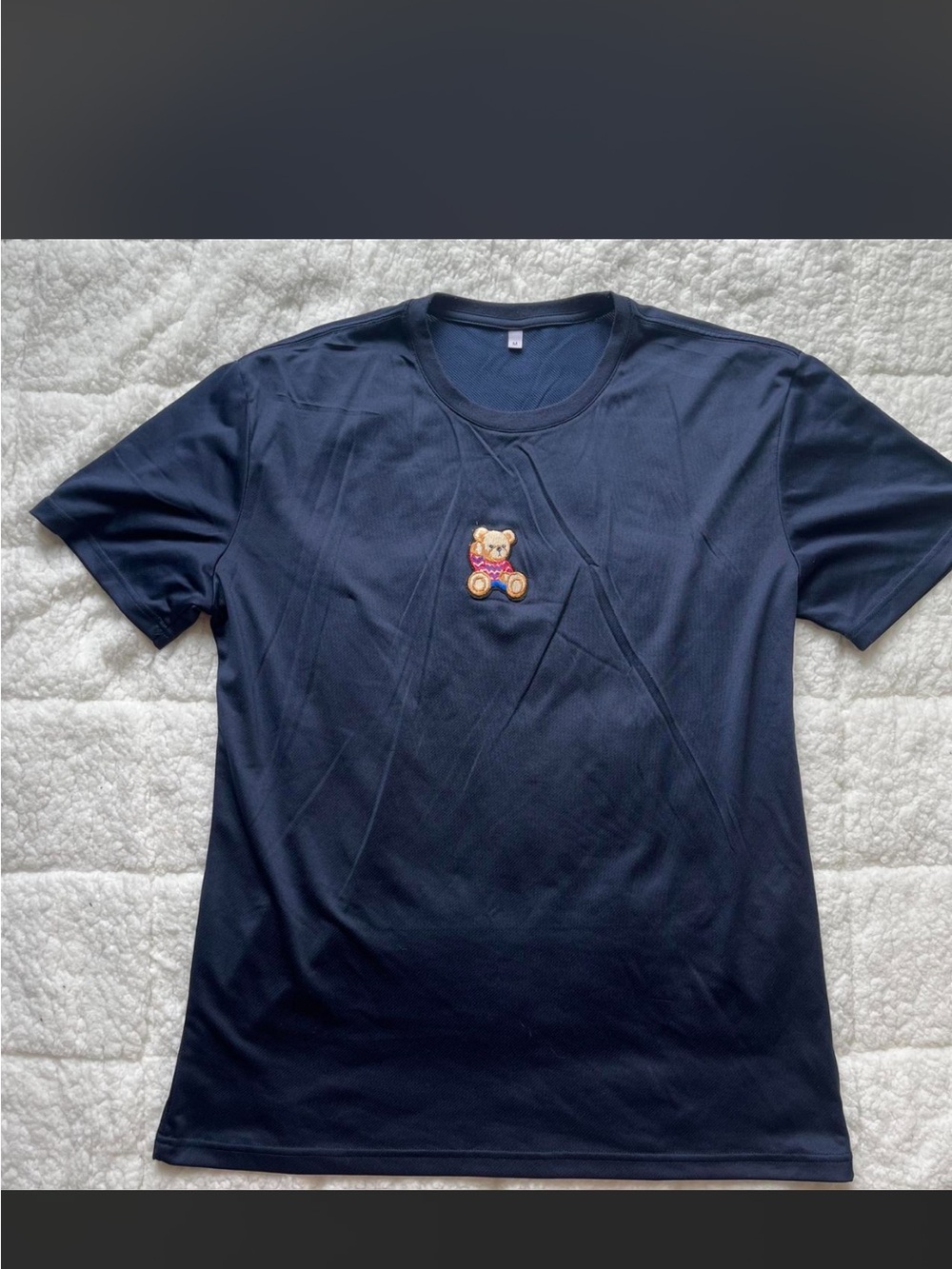 SHEIN Navy Short-Sleeve Tee with Teddy Patch Detail